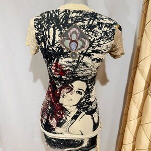 Vintage Desigual Graphic Tee - Size M - Bohemian Art Print - Like new